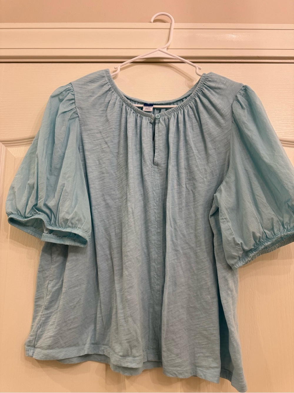 Old Navy Light Blue Puff-Sleeve Women's Top